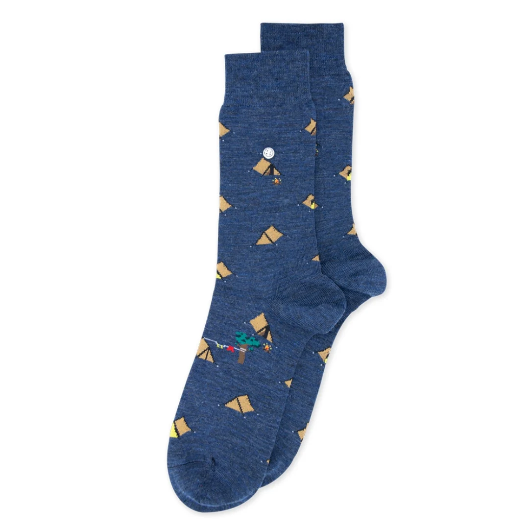 Marine campingprint sokken met icoontjes en ribboord