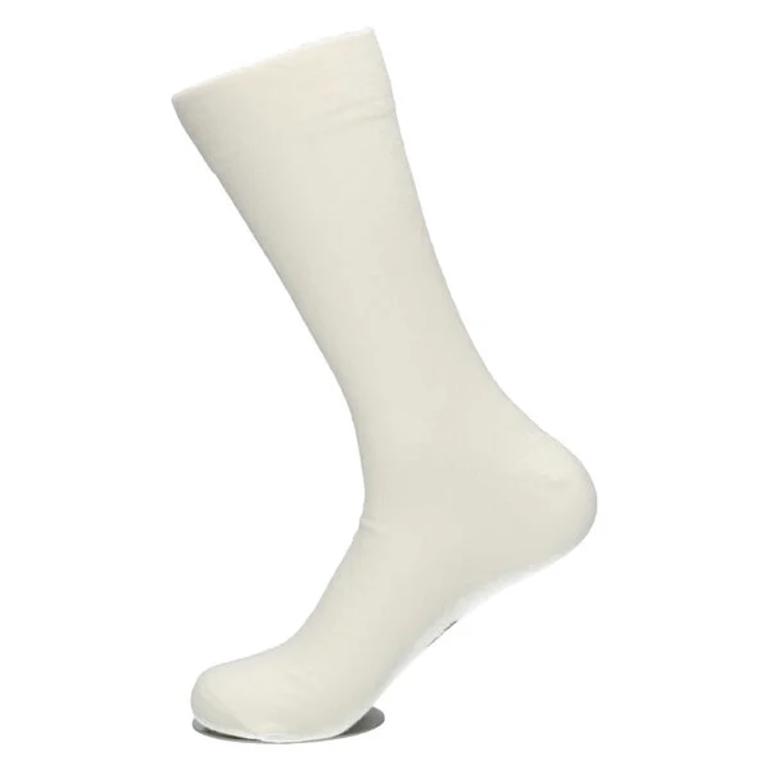 Dagelijkse sokken Classic in off white, effen wollook, strakke boord.