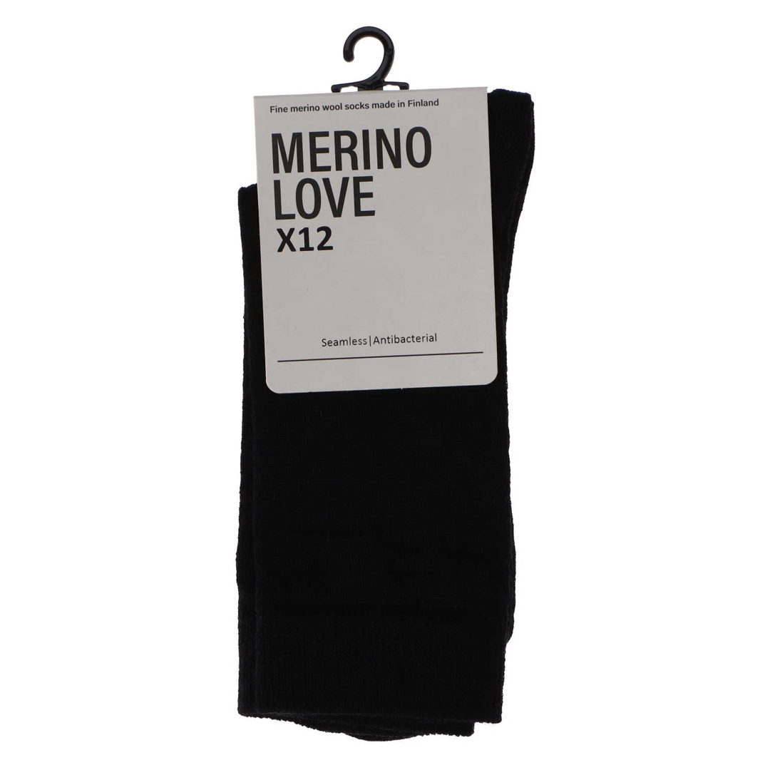 Merino Love X12 merino sokken, zwart op hanglabel
