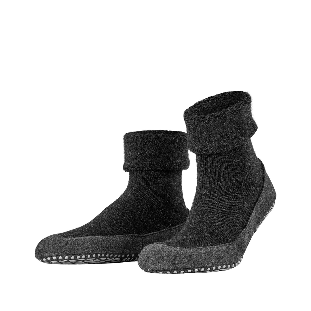 Cosyshoe pantoffels voor heren in donkergrijs/zwart met geribde soklook en profielzool