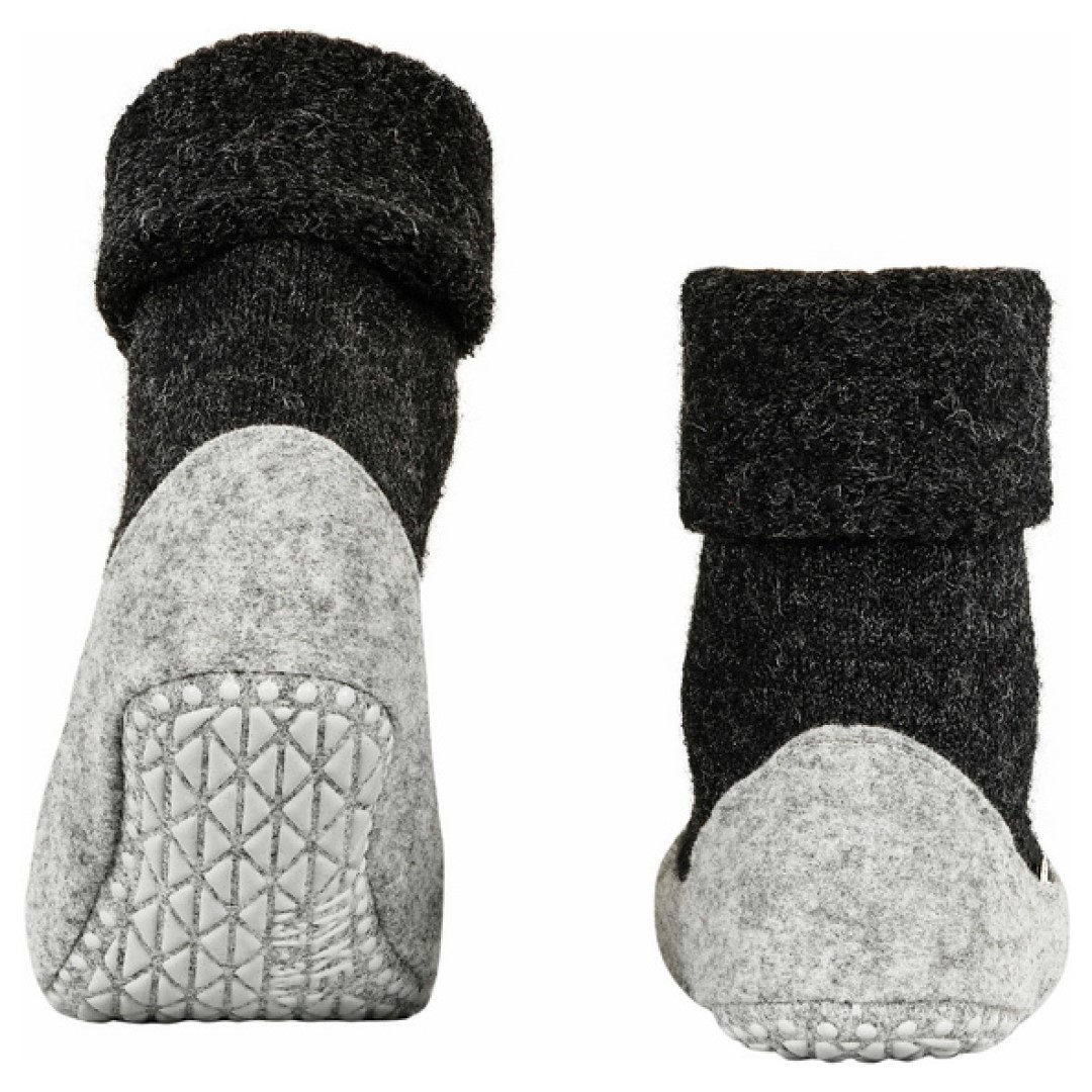 Antraciet dames pantoffels met grijze instap en anti-slip noppenzool
