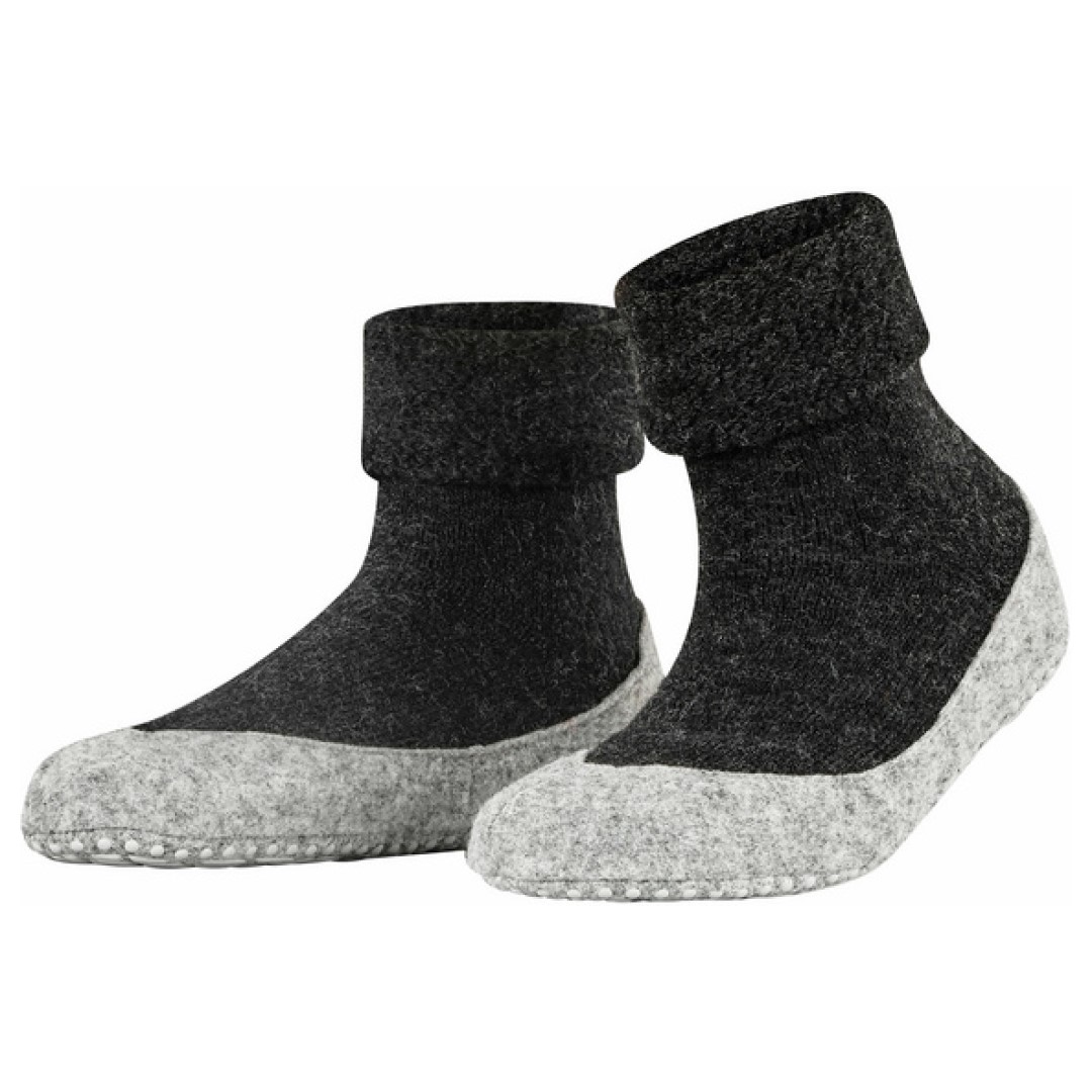 Antraciet dames pantoffels met anti-slip noppenzool, zachte pluche schacht