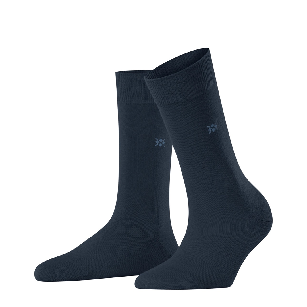 Bloomsbury nette sokken voor dames, marineblauw, twee sokken met subtiel merkteken