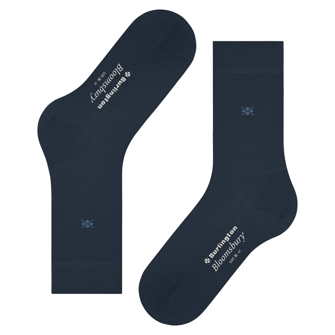 Bloomsbury nette sokken voor dames, marineblauw, zool met merkdruk en hieldetail zichtbaar