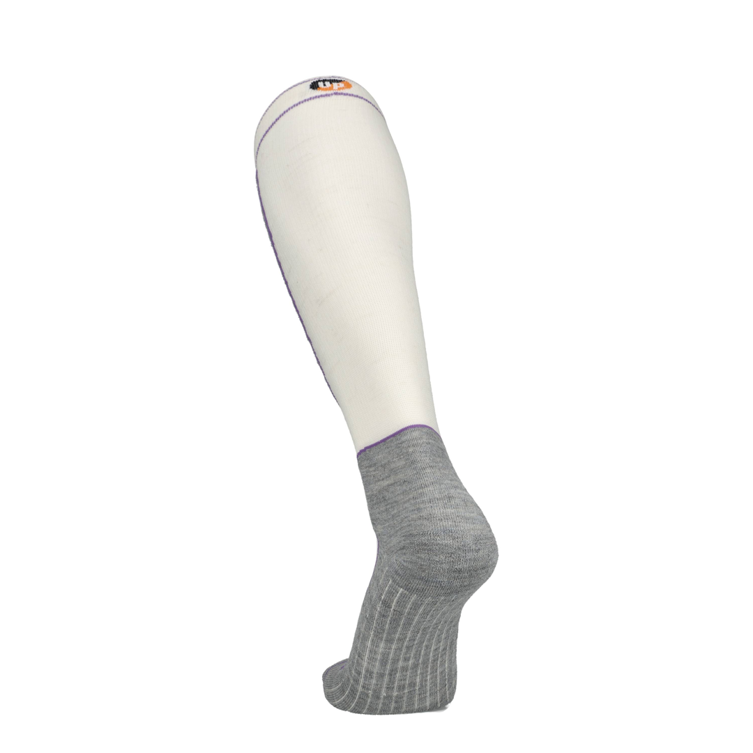 Kniehoge merinoskikous off-white met grijze hiel/teen