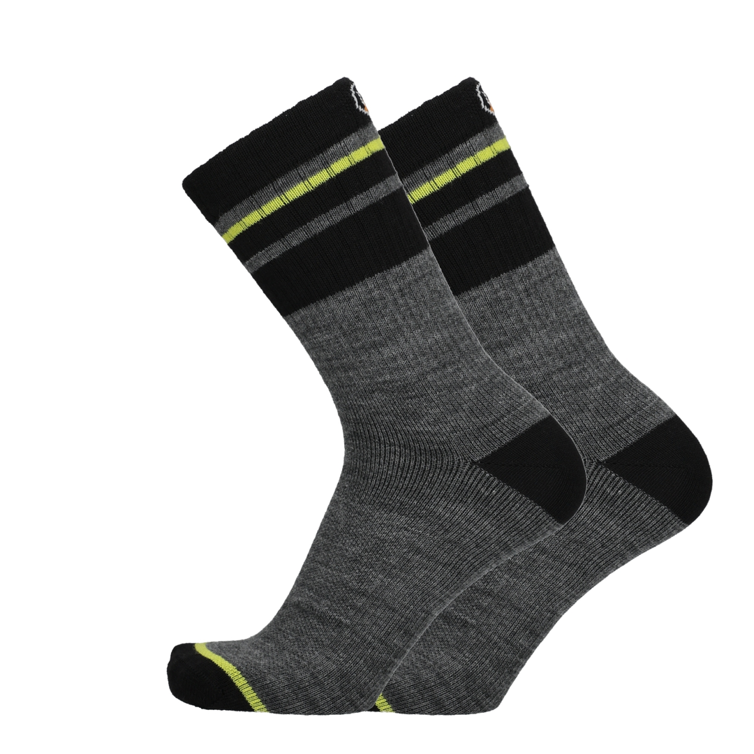 Zwarte hardloopsokken met grijs melange en lime accenten, paar