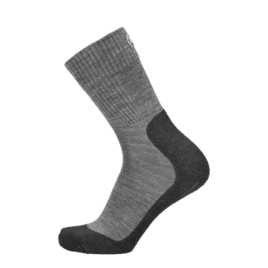 Merino Tencel wandelsok, lichtgrijs met donkergrijze hiel en teen