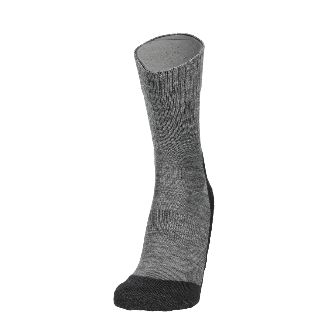 Merino Tencel wandelsok, lichtgrijs met donkergrijze zool/boord