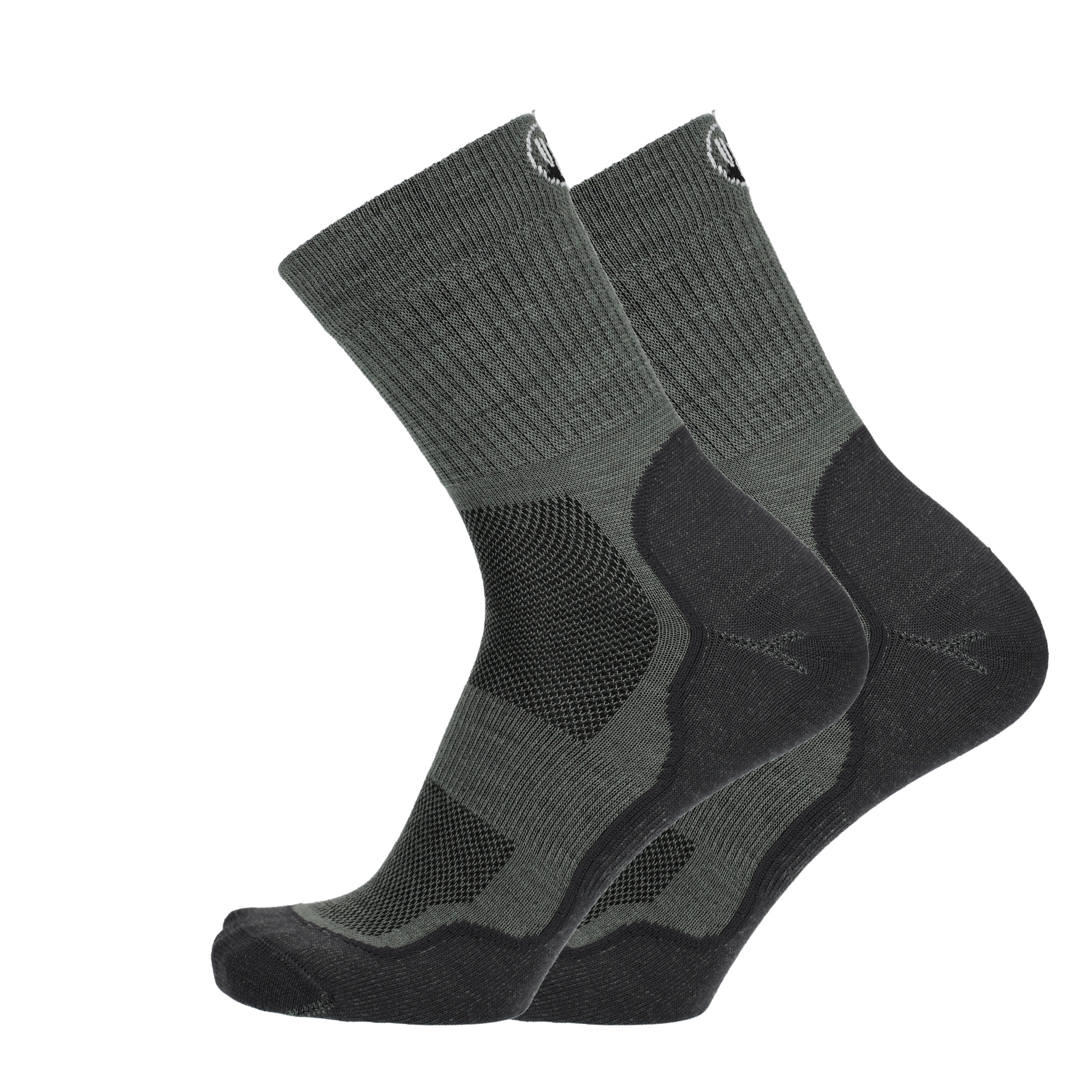 Merino hardloopsok in donkergroen met zwarte inzet en mesh zones