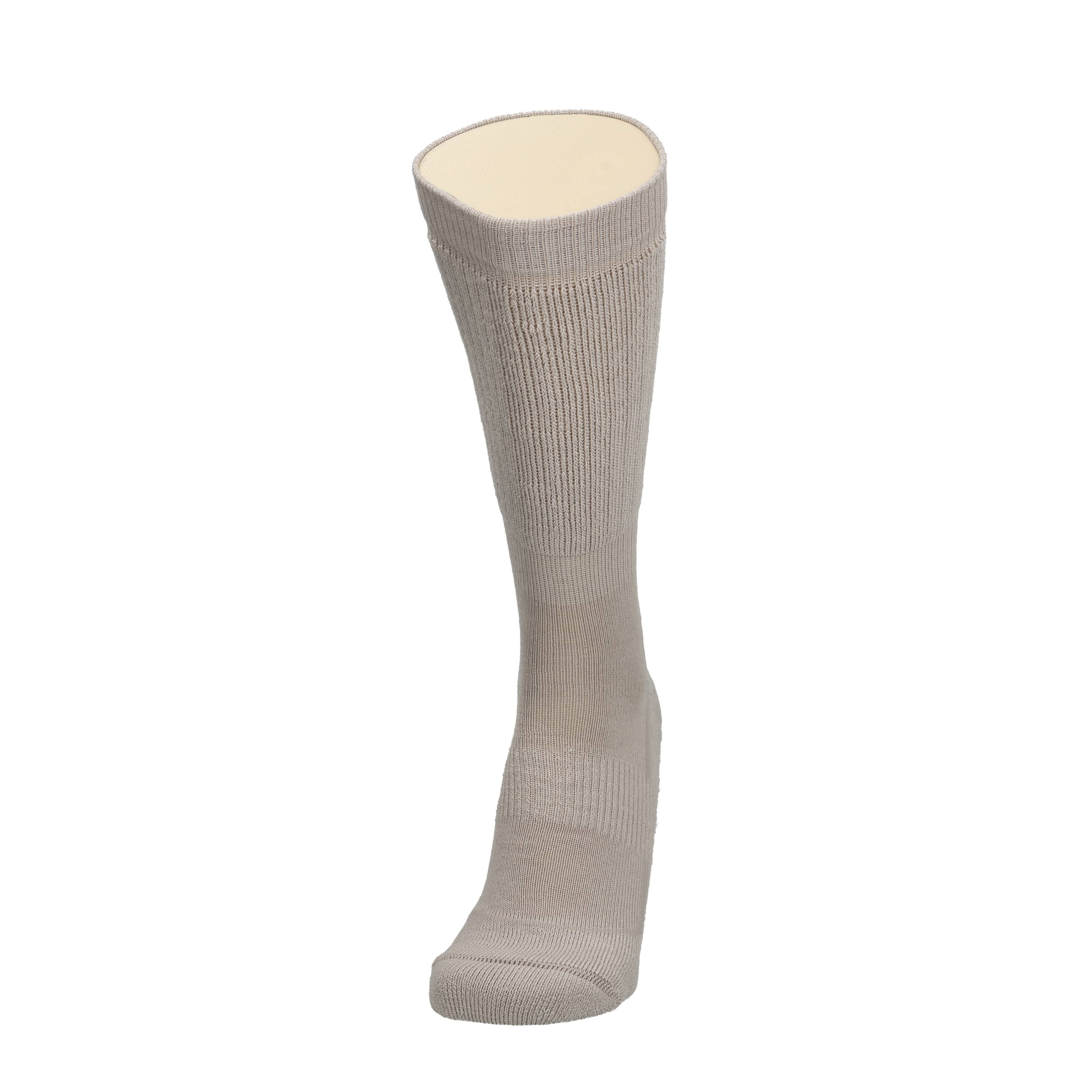 Beige merino sok, kniehoog crew-model met open schachtrand