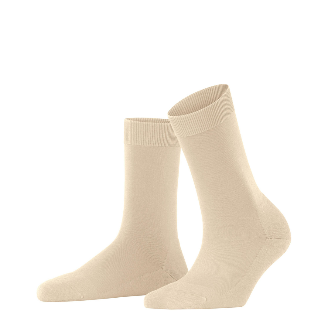 Dames sokken (merino-lyocell), crèmekleurig paar met ribboord en teennaden