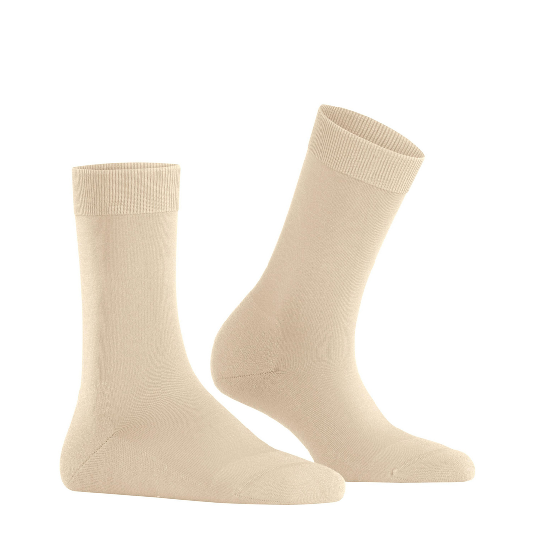 Dames sokken (merino-lyocell), crèmekleurig paar met boord en versterkte hiel