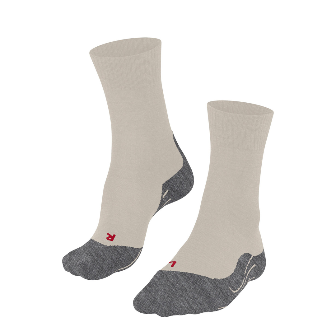 Dames TK5 Merino wandelsokken, lichtbeige met grijze hiel en teengedeelte