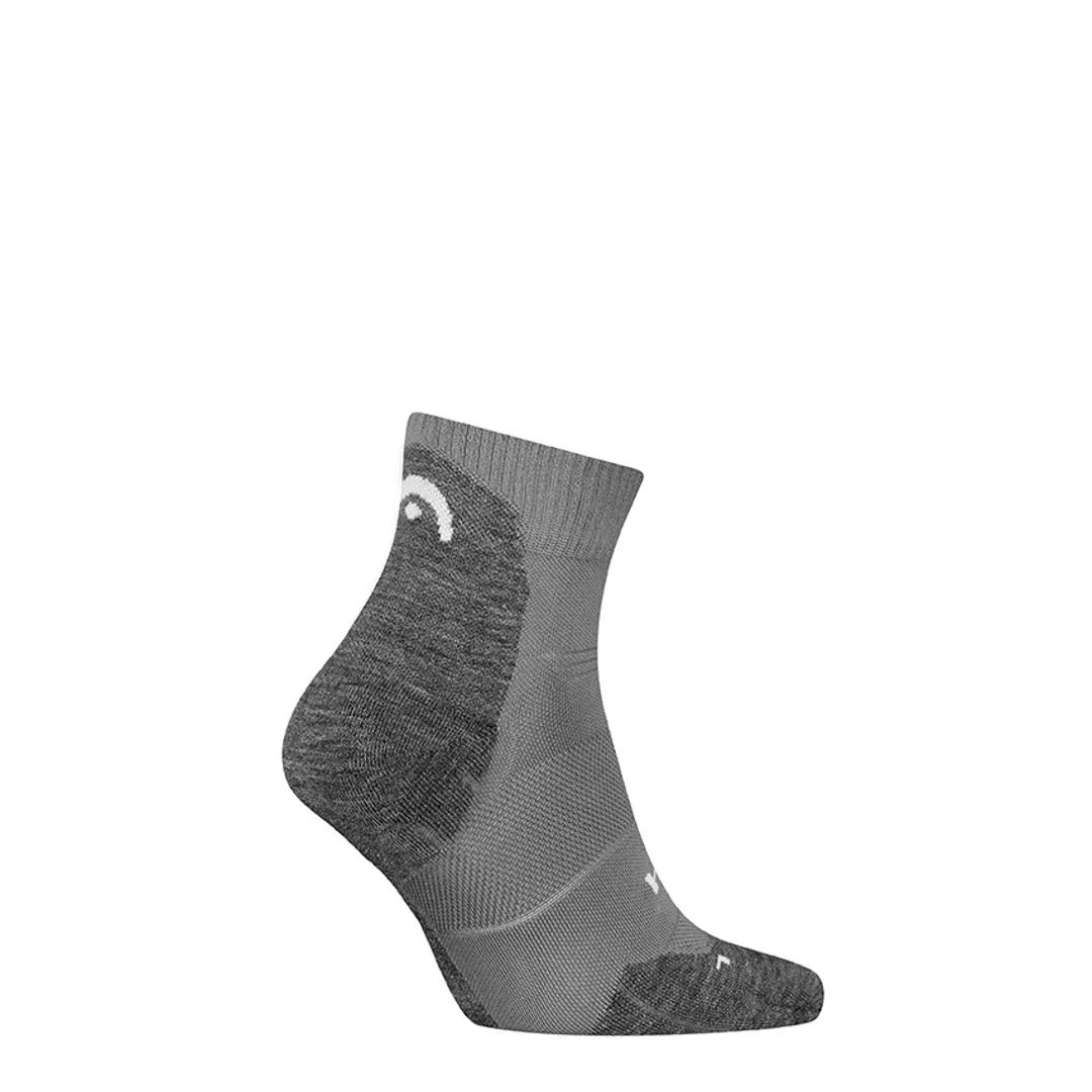 Koele quarter wandelsokken grijs met mesh-structuur en demping bij hiel en teen
