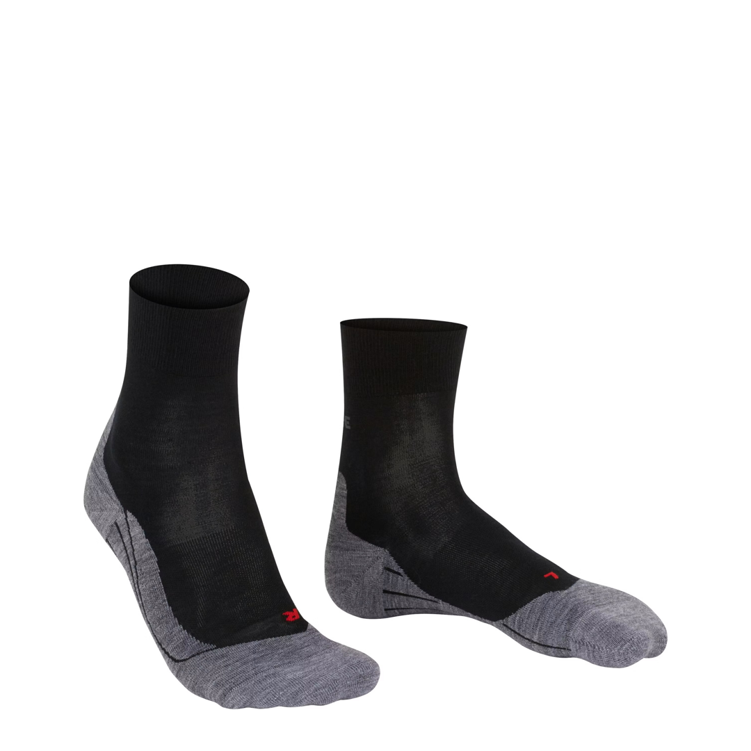 Set van twee zwart-grijze dames hardloopsokken met grijze inzet en rode logo