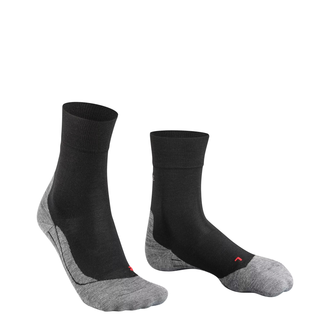 Merino hardloopsokken voor heren, paar zwart met grijze voetzool en rode details
