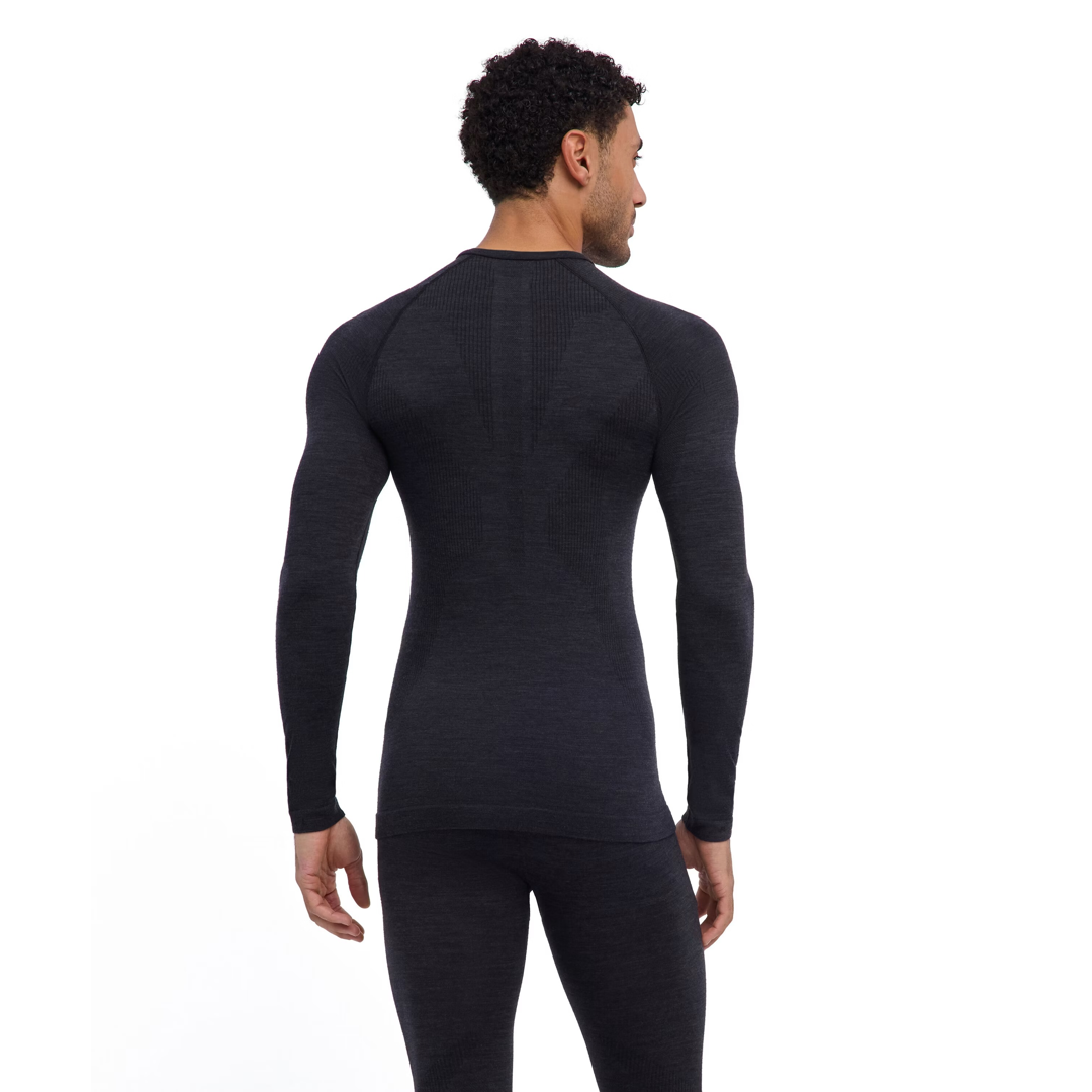 Donkere merino thermoshirt met lange mouwen voor heren, rugzicht