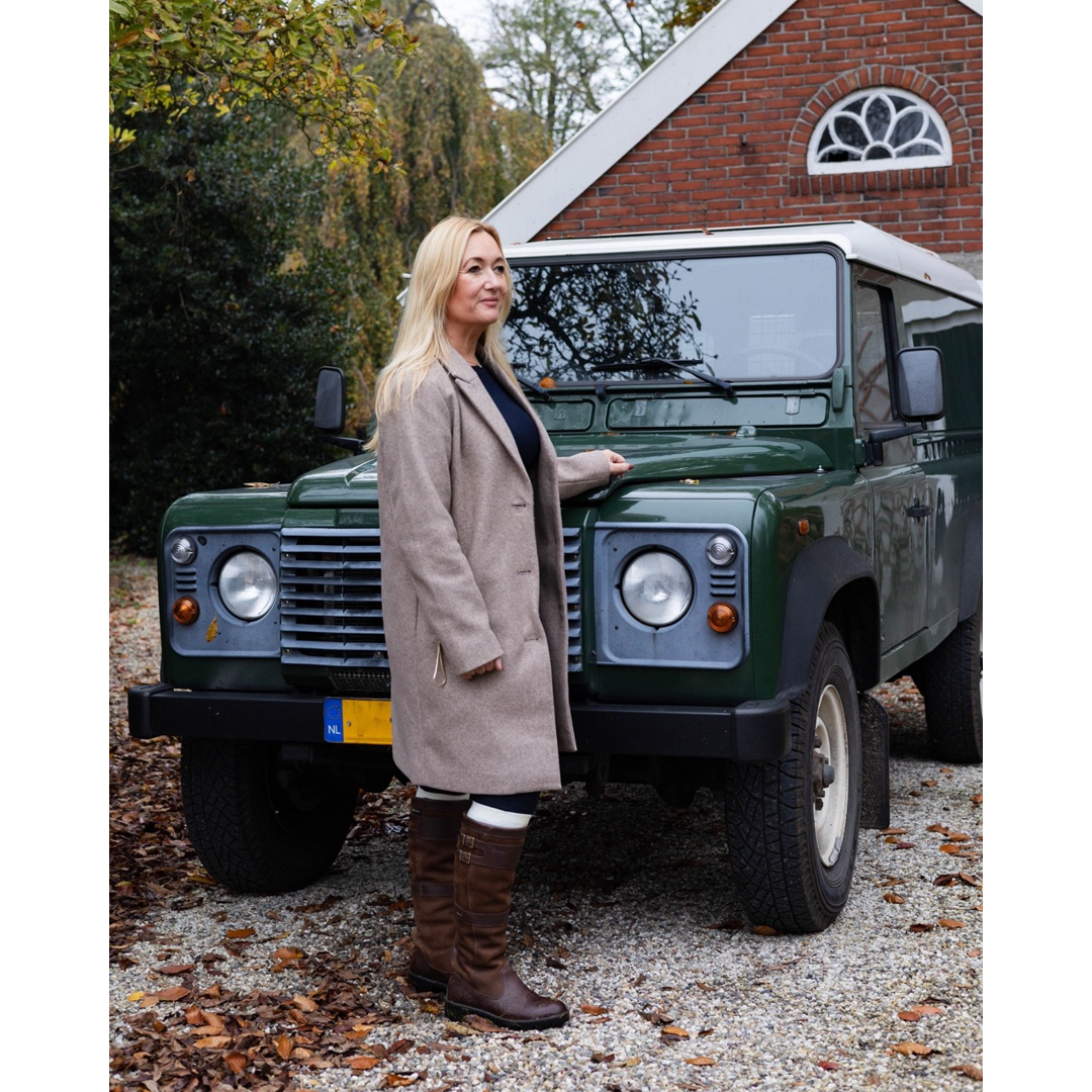 Lichtbeige kniekousen van Tencel™-mix, tot over de knie, met strakke boord.